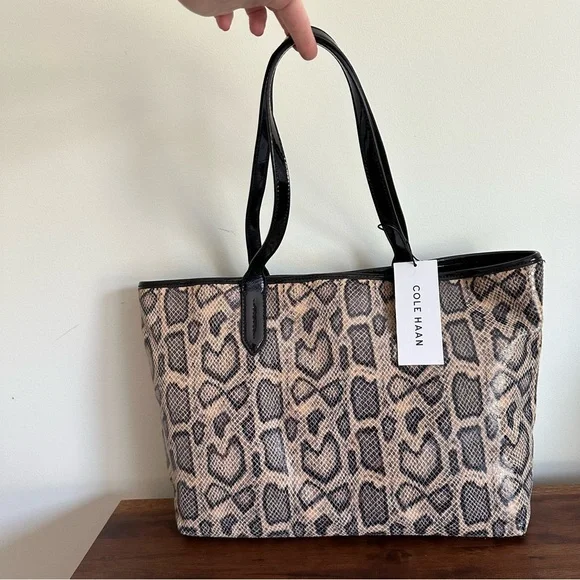 Cole Haan Black and Tan Tote Bag.  New with tag. Leather. - Picture 7 of 9